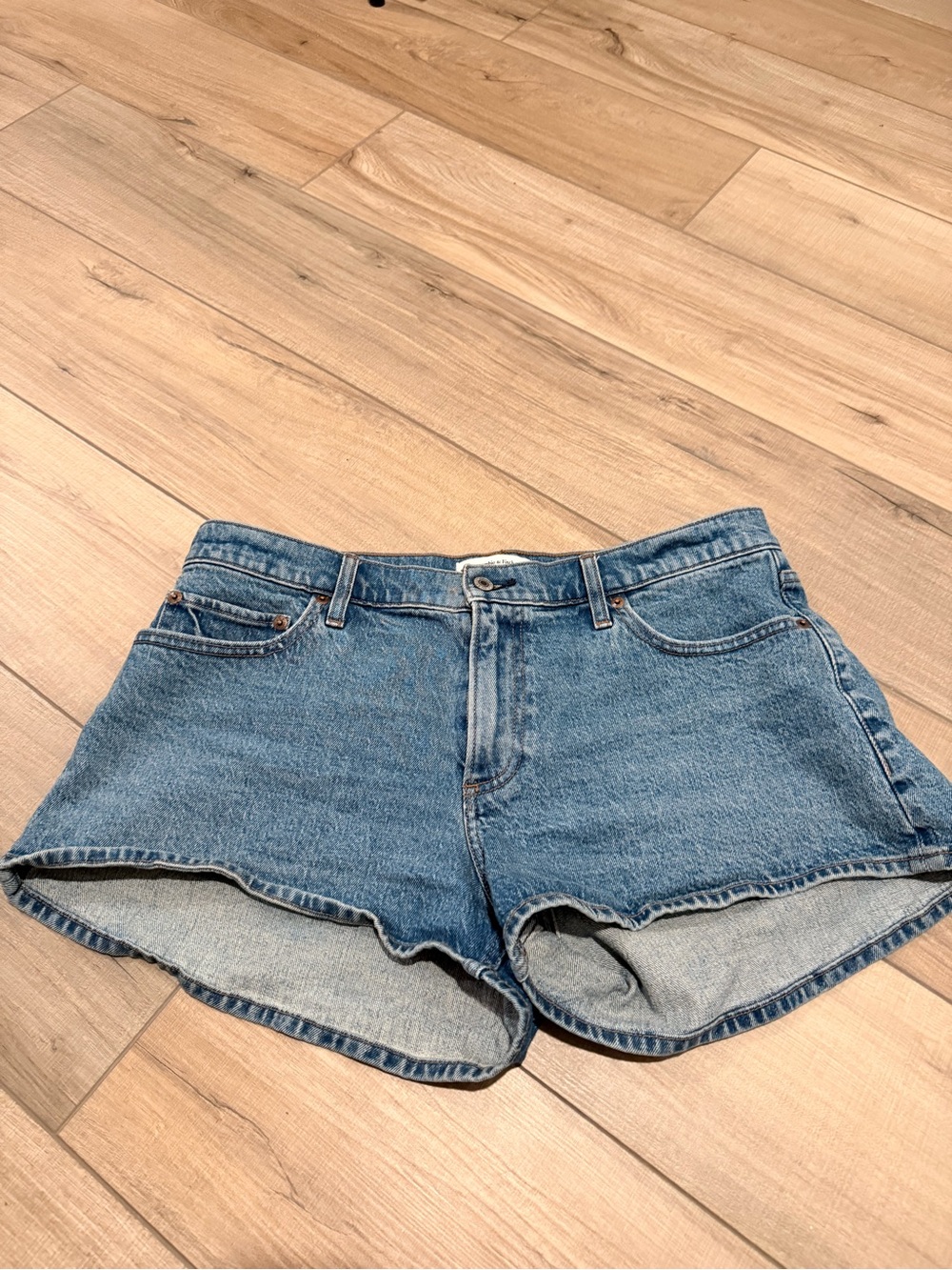 Abercrombie & Fitch Light Blue Low-Rise Denim Shorts